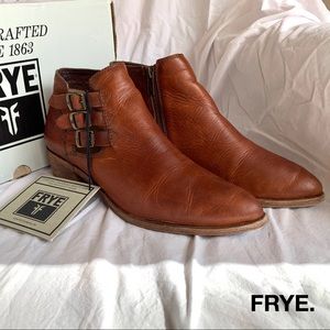 SOLD 🖤 FRYE 〰️ COGNAC RAY BELTED BOOTIES
